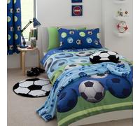 Catherine Lansfield Bleu Football Housse de Couette Double & 2X Taie Set Literie