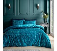 Catherine Lansfield Bridgerton Regal Birds Parure de lit Double en Velours Doux avec Housse de Couette et taies d'oreiller Vert Sarcelle