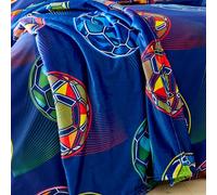 Catherine Lansfield Bright Football Couverture Polaire Confortable Bleu Marine 130 x 170 cm
