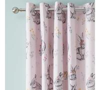 Catherine Lansfield Bunny Tails Lot de 2 Rideaux à œillets entièrement réversibles Motif Fleurs Rose 168 x 183 cm