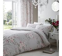 Catherine Lansfield Canterbury Grey Parure de lit avec Housse de Couette 160 x 220 + 50 x 70 cm