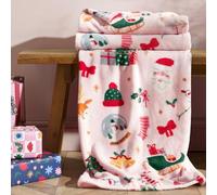 Catherine Lansfield Christmas Happy Holidays Plaid Rose 130 x 170 cm