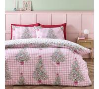 Catherine Lansfield Christmas Sweets and Treats Parure de lit Simple réversible avec taie d'oreiller Rose
