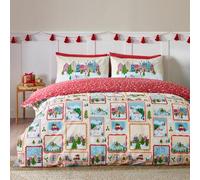 Catherine Lansfield Christmas Town Stamps Parure de lit King Size Naturel
