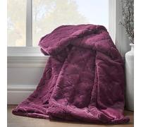 Catherine Lansfield Cosy Diamond Plaid Imitation Fourrure Prune 130 x 170 cm