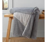 Catherine Lansfield Cosy Larsson Plaid Polaire Motif géométrique Gris 130 x 170 cm