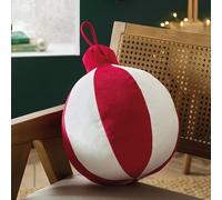 Catherine Lansfield Coussin en Forme de Boule de Noël 3D Blanc/Rouge