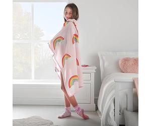 Catherine Lansfield Couverture à Capuche en Polaire Motif cœurs Arc-en-Ciel Rose 90 x 125 cm