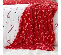 Catherine Lansfield Couverture en Polaire Motif Sucre d'orge de Noël Rouge/Blanc 130 x 170 cm