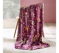 Catherine Lansfield Couverture Polaire Douillette Motif Animaux du crépuscule enchanté 130 x 170 cm Prune