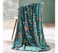 Catherine Lansfield Couverture Polaire Douillette Motif Animaux du crépuscule enchanté Vert forêt 130 x 170 cm