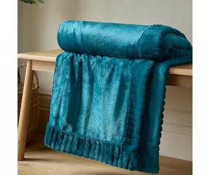 Catherine Lansfield Couvre-lit en Velours et Fausse Fourrure Bleu Sarcelle 150 x 200 cm