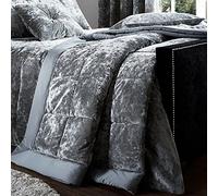 Catherine Lansfield - Couvre-lit en Velours froissé, Polyester, Naturel, lit Double, Polyester, Silver, 53 x 23 x 53 cm