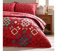 Catherine Lansfield Couvre-lit matelassé Patchwork de Noël 220 x 230 cm Rouge
