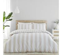 Catherine Lansfield Cove Stripe Parure de lit Double réversible avec taies d'oreiller Naturel