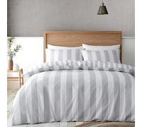 Catherine Lansfield Cove Stripe Parure de lit réversible avec Housse de Couette et taies d'oreiller Gris argenté