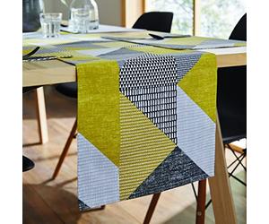 Catherine Lansfield Dining Larsson Geo Chemin de Table en Coton Jaune Ocre 33 x 220 cm