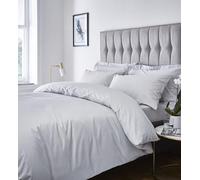 Catherine Lansfield Drap-Housse à Rayures en Satin 300 TC, 50% coton/50% Polyester Percale, Double, Gris