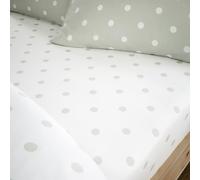 Catherine Lansfield Drap-Housse Double en Coton brossé à Pois Vert