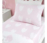 Catherine Lansfield Drap-Housse Double en Coton brossé avec cœurs Blanc/Rose