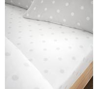 Catherine Lansfield Drap-Housse en Coton brossé à Pois Gris pour lit Simple