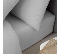 Catherine Lansfield Drap-Housse en Coton brossé pour lit Simple Gris