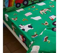 Catherine Lansfield Drap-Housse en Polycoton pour Chambre d'enfant Motif Animaux de la Ferme Vert 15 cm