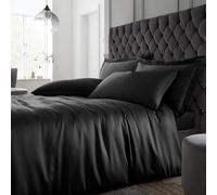 Catherine Lansfield Drap-Housse en Satin Doux et Soyeux pour lit King Size, Noir