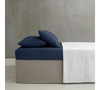 catherine Lansfield - Drap Housse Percale pour lit Simple, en Polycoton, Infroissable, Bleu Marine, Simple