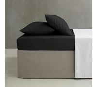 Catherine Lansfield Drap-Housse pour lit Double en Percale peigné Facile à Repasser Noir