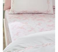 Catherine Lansfield Drap-Housse Simple avec nœud Blanc/Rose