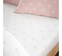 Catherine Lansfield Drap-Housse Simple en Coton brossé à Pois Rose