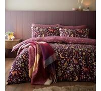 Catherine Lansfield Enchanted Twilight Parure de lit Double réversible avec taies d'oreiller Prune