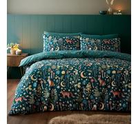 Catherine Lansfield Enchanted Twilight Parure de lit réversible avec Housse de Couette et taies d'oreiller Vert forêt