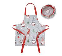 Catherine Lansfield Ensemble tablier et chapeau de Noël en coton pour enfants Gris/rouge