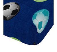 Catherine Lansfield Football Blue Drap-Housse et taie d'oreiller Blanc 140 x 200 + 50 x 80 (2)