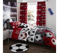 Catherine Lansfield Football Red Parure Housse de Couette 140 x 220 + 60 x 70 cm