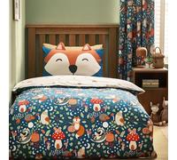 Catherine Lansfield Fox and Woodland Friends Parure de lit réversible avec Housse de Couette et taie d'oreiller Vert