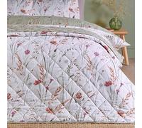 Catherine Lansfield Grasmere Couvre-lit matelassé réversible en Coton brossé Motif Floral Vert 200 x 220 cm