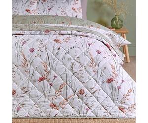 Catherine Lansfield Grasmere Couvre-lit matelassé réversible en Coton brossé Motif Floral Vert 200 x 220 cm