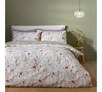 Catherine Lansfield Grasmere Parure de lit réversible en Coton brossé avec Housse de Couette et taies d'oreiller Vert Super King Size