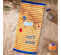 Catherine Lansfield Hot Dog Serviette de Plage en Coton Orange 76 x 160 cm
