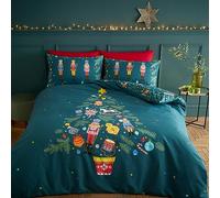 Catherine Lansfield Housse de Couette réversible avec taies d'oreiller Motif Casse-Noisette Vert