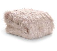 Catherine Lansfield - Housse de Coussin en Fourrure métallisée, Polyester, Rose poudré, Throw - 130x170cm