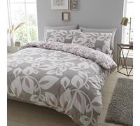 Catherine Lansfield Inga Leaf Blush Housse de Couette + taie d'oreiller pour lit de 150 cm - 240 x 220 + 2 (50 x 85)