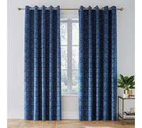 Catherine Lansfield Just Contempo Paire de Rideaux doublés à œillets Bleu Marine 168 x 228 cm