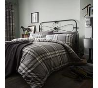 Catherine Lansfield Kelso Hometextiles, Linge, Parure de lit, Coton, Gris, 135x200+80x80