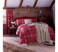 Ensemble de literie - Catherine Lansfield - Kelso Tartan - Rouge et blanc - 200 x 200 cm