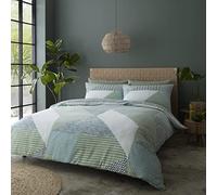Catherine Lansfield Larsson Geo Green - Parure de lit 140 x 220 + 65 x 65 cm