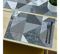 Catherine Lansfield Larsson Geo Lot de 2 Sets de Table faciles à Nettoyer Gris